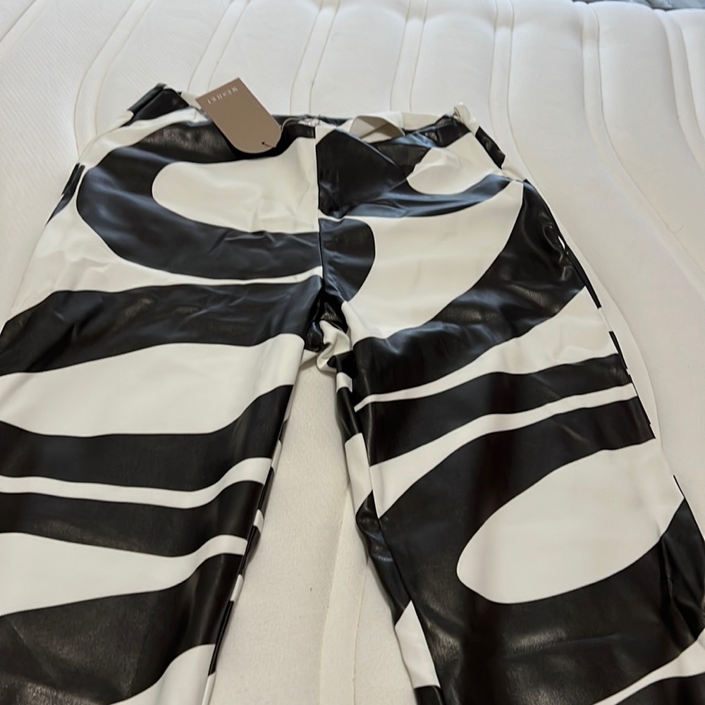 Leather black and white pants